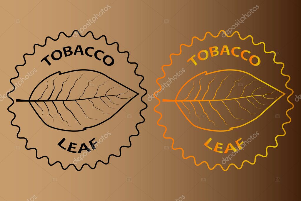 Tobacco leaf sticker - vector illustration