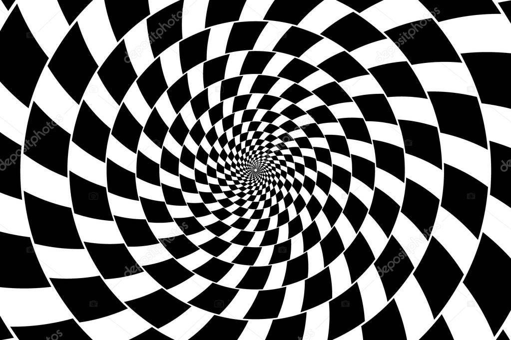 Optical illusion - chessboard swirl,