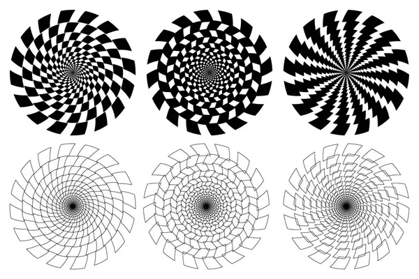 Optische illusie - schaakbord swirl, — Stockvector