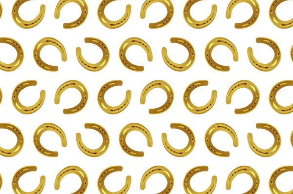 Golden horseshoe on white background