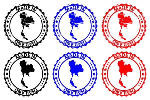 Gemaakt Thailand Rubber Stamp Vector Koninkrijk Van Thailand Siam Kaart — Stockvector