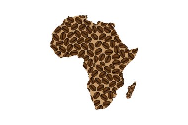 Afrika - kahve çekirdeği, kahve çekirdekleri ile yapılan Afrika harita Haritası,