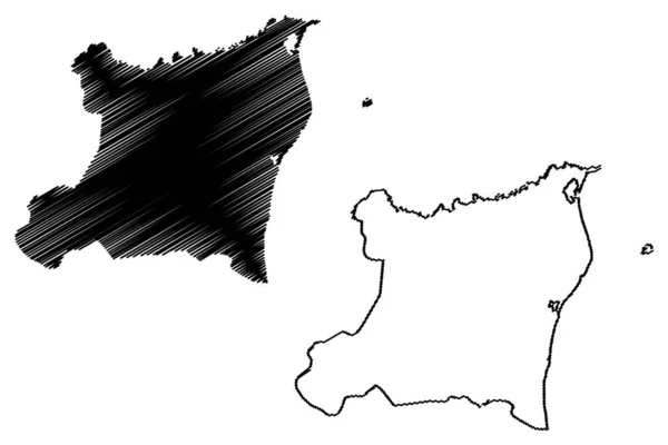 North Caribbean Coast Autonomous Region (República da Nicarágua, Departamentos da Nicarágua) mapa ilustração vetorial, esboço de rabiscos RACN ou RACCN ou RAAN (NI-AN) ma — Vetor de Stock