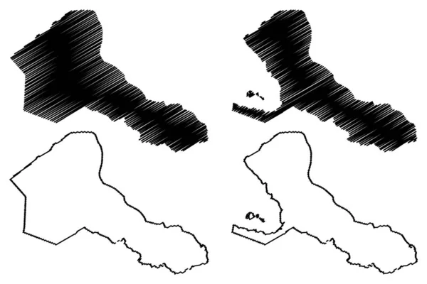 Rio San Juan (República da Nicarágua, Departamentos da Nicarágua) mapa ilustração vetorial, esboço de rabiscos Rio San Juan (NI-SJ) ma — Vetor de Stock