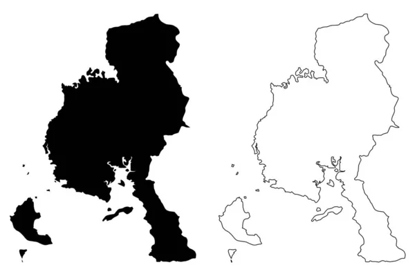 Veraguas Province (Republic of Panama, Provinces of Panama) gambar vektor peta, sketsa coretan Peta Veraguas - Stok Vektor
