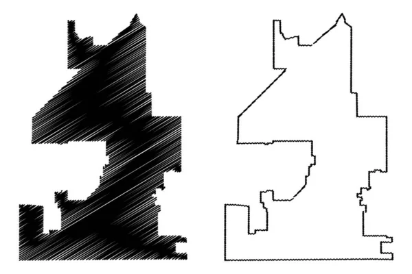 Fontana City (Stany Zjednoczone Ameryki, USA) mapa ilustracji wektorowych, szkic bazgrołów Mapa miasta Fontana — Wektor stockowy