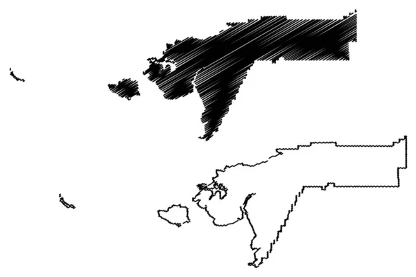 Bethel Census Area, Alaska (Boroughs and census areas in Alaska, Stati Uniti d'America, Stati Uniti d'America, Stati Uniti d'America, Stati Uniti d'America) mappa vettoriale illustrazione, scribble sketch Bethel mappa — Vettoriale Stock