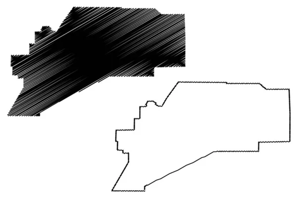 Denali Borough, Alaska (Boroughs and census areas in Alaska, Verenigde Staten van Amerika, Usa, US, Us) kaart vector illustratie, krabbel schets Denali kaart — Stockvector