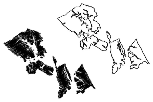 Hoonah Angoon Census Área, Alaska (Boroughs and census areas in Alaska, United States of America, USA, U.S., US) map vector illustration, scribble sketch Hoonah Angoon map — Vector de stock