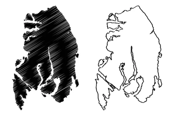 Ketchikan Gateway Borough, Alaska (arrondissements et régions de recensement en Alaska, États-Unis d'Amérique, États-Unis d'Amérique, États-Unis d'Amérique) illustration vectorielle de la carte, croquis à griffes Ketchikan Gateway carte — Image vectorielle