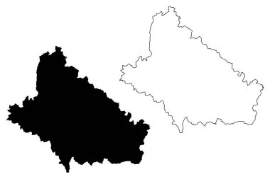 Bjelovar-Bilogora İlçesi (Hırvatistan, Hırvatistan Eyaletleri) harita vektör çizimi, çizim Bjelovar Bilogora haritası