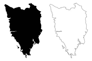Istria İlçesi (Hırvatistan Eyaletleri, Hırvatistan Cumhuriyeti) harita vektör çizimi, çizim Istria haritası