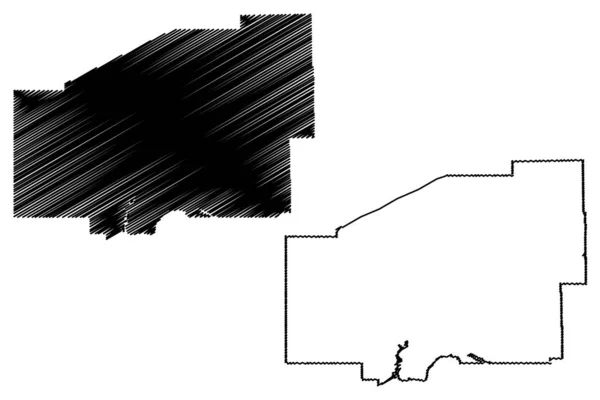 Matanuska-Susitna Borough, Alaska (Boroughs e áreas censitárias no Alasca, Estados Unidos da América, EUA, EUA) mapa ilustração vetorial, esboço de rabiscos Mat-Su mapa Borough — Vetor de Stock