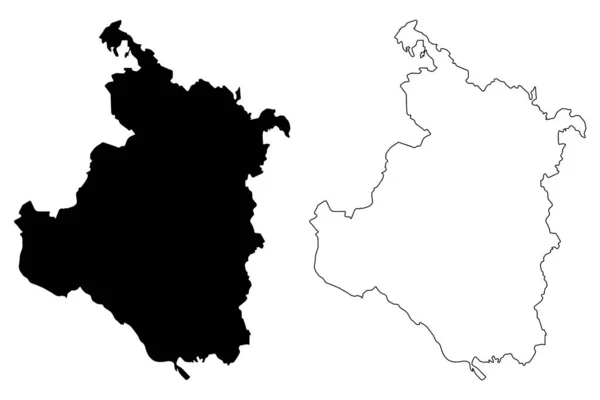 Karlovarský kraj (okres Chorvatsko, Chorvatská republika) mapa vektorová ilustrace, načmáraná mapa Karlovac — Stockový vektor