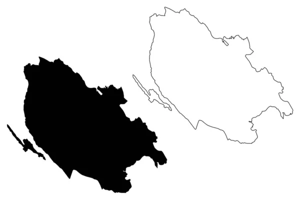 Okres Lika-Senj (okres Chorvatsko, Chorvatská republika) mapa vektorová ilustrace, čmáranice — Stockový vektor