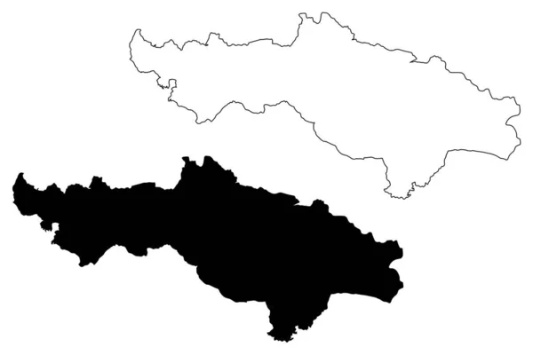 Pozega-Slavonia County (Condados da Croácia, República da Croácia) mapa ilustração vetorial, rabisco esboço Pozega Slavonia mapa —  Vetores de Stock