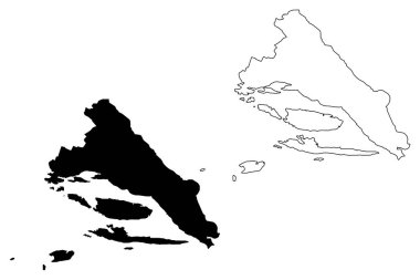 Split-Dalmaçya İlçesi (Hırvatistan, Hırvatistan Eyaletleri) harita vektör çizimi, çizim Split Dalmaçya (Brac ve Hvar adası)