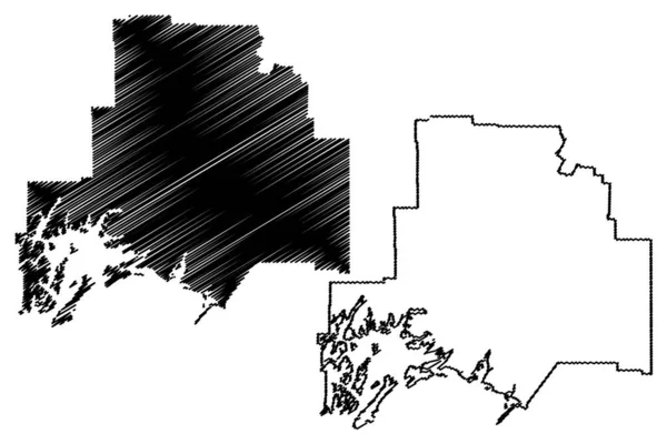 Valdez Cordova Census Area, Alaska (Boroughs and spsus areas in Alaska, United States of America, Usa, U.S., Us) ilustracja wektora mapy, szkic bazgrołów Valdez Cordova map — Wektor stockowy