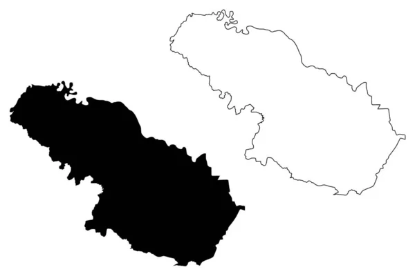 Virovitica-Podravina megye (Horvát Köztársaság) térkép vektor illusztráció, firka vázlat Virovitica Podravina térkép — Stock Vector