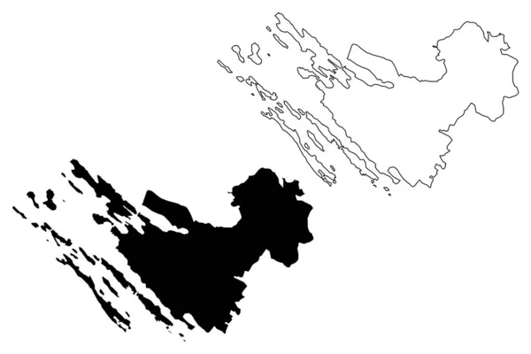 Zadar County (Counties of Croatia, Republic of Croatia) mapa vector illustration, scribble sketch Zadar (Dugi otok, Ugljan, Pasman and Pag island) mapa — Vector de stock