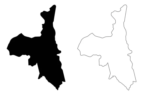 Région d'Assaba (Régions de Mauritanie, République islamique de Mauritanie) illustration vectorielle de la carte, croquis croquis croquis Assaba carte — Image vectorielle