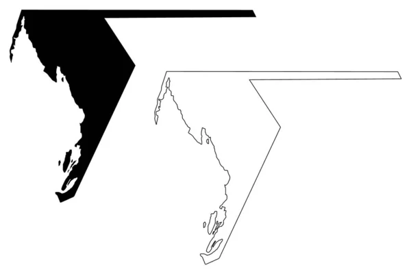 Dakhlet Nouadhibou Region (Regiones de Mauritania, República Islámica de Mauritania) mapa vector ilustración, boceto de garabato Dakhlet Nouadhibou mapa — Archivo Imágenes Vectoriales