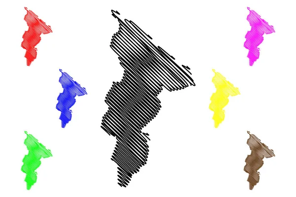 Provincia de Jiwaka (Estado Independiente de Papúa Nueva Guinea, PNG, Provincias de Papúa Nueva Guinea) mapa vector ilustración, boceto garabato Jiwaka ma — Vector de stock