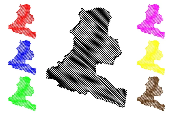Prowincja Chimbu (niezależne Państwo Papui-Nowej Gwinei, PNG, prowincje Papui-Nowej Gwinei) mapa wektorowa, szkic bazgrołów Simbu ma — Wektor stockowy