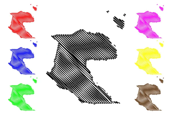 Provincia de Morobe (Estado Independiente de Papúa Nueva Guinea, PNG, Provincias de Papúa Nueva Guinea) mapa vector ilustración, boceto garabato Morobe ma — Vector de stock