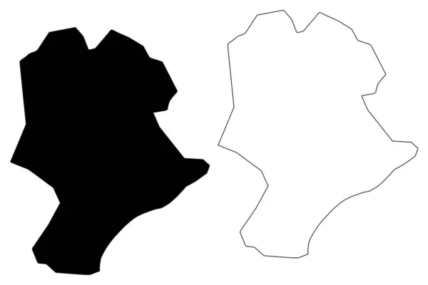 Prefectura de Bangui (Prefecturas de la República Centroafricana, RCA) mapa vector ilustración, garabato boceto Bangi mapa — Archivo Imágenes Vectoriales