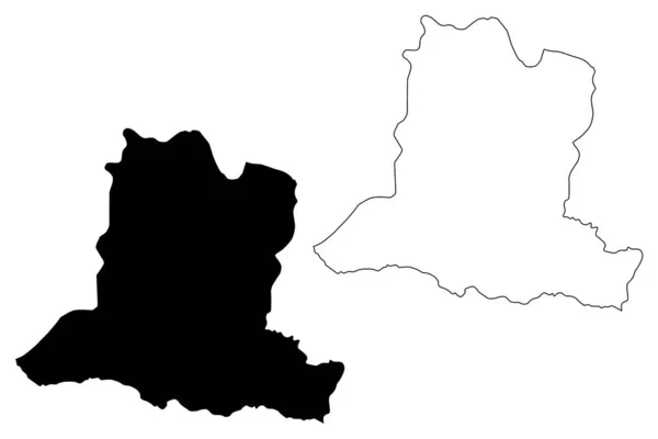 Картографическая векторная иллюстрация префектуры Бассе-Котто (префектуры Центральноафриканской Республики, ЦАР), каракули — стоковый вектор