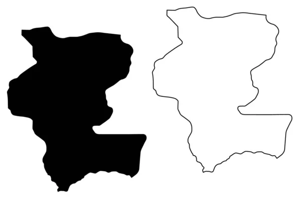 Префектура Кемо (префектура Центральноафриканської Республіки, Автомобіль) Картографічна векторна ілюстрація, ескіз скрипки Карта Кемо — стоковий вектор