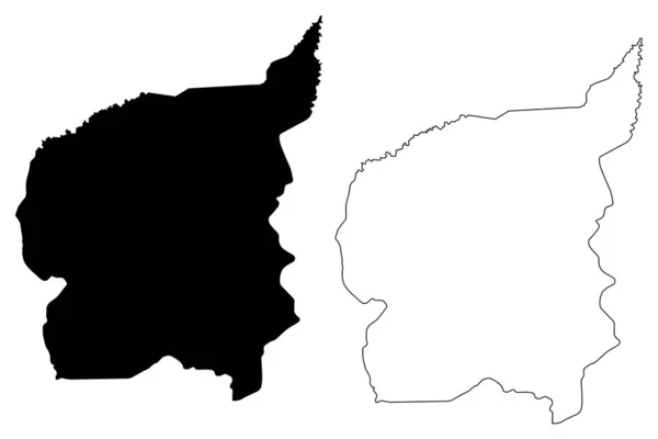 Prefeitura de Ouham (Prefeituras da República Centro-Africana, CAR) mapa ilustração vetorial, esboço de rabiscos Ouham mapa —  Vetores de Stock