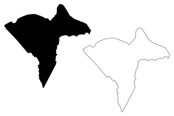Sangha-Mbaere Prefectura (Prefecturas de la República Centroafricana, CAR) mapa vector ilustración, boceto de garabato Sangha Mbaere mapa — Vector de stock