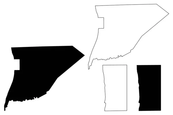 Región de Trarza y Nouakchott (Regiones de Mauritania, República Islámica de Mauritania) mapa vector ilustración, boceto garabato Trarza y Nouakchott mapa — Vector de stock