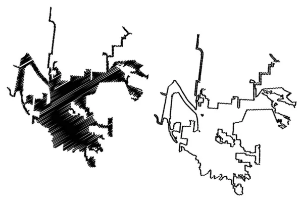 布朗斯维尔市（美国城市，美国，美国城市）地图矢量图解，速写草图布朗斯维尔市地图 — 图库矢量图片