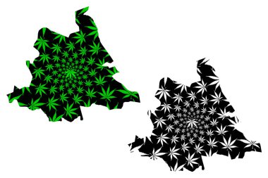 Tshuapa Eyaleti (Demokratik Kongo Cumhuriyeti, Dr Kongo, Drc, Kongo-Kinshasa) haritası esrar yaprağı yeşil ve siyah, marihuanadan (marihuana, Thc) yapılmış Tshuapa haritasıdır.