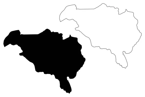 Ombella-M 'Poko Prefecture (Prefecturen van de Centraal-Afrikaanse Republiek, Auto) kaart vector illustratie, krabbel schets Ombella Mpoko kaart — Stockvector