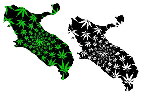 Ilam Province (Επαρχίες του Ιράν, Ισλαμική Δημοκρατία του Ιράν, Περσία) χάρτης έχει σχεδιαστεί φύλλα κάνναβης πράσινο και μαύρο, Ilam χάρτη από μαριχουάνα (marihuana, Thc) foliag — Διανυσματικό Αρχείο
