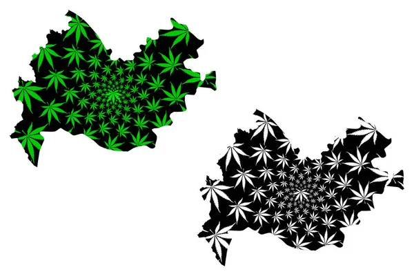 Kermanshah Province (provinces of Iran, Islamic Republic of Iran, Persia) map is designed cannabis leaf green and black, Kermanshah map made of marijuana (marihuana, Thc) foliag — 图库矢量图片