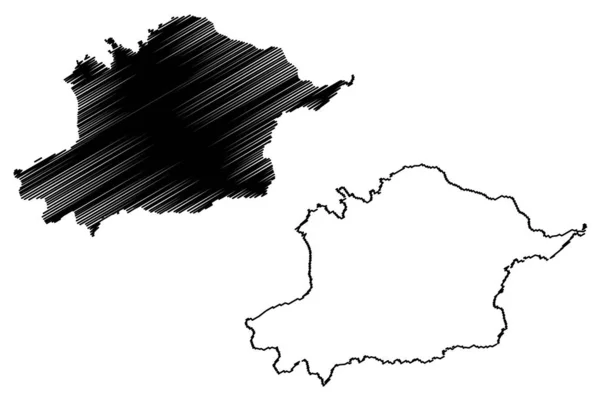 Region Osh (Republika Kirgiska, Kirgistan, regiony Kirgistanu) mapa wektor ilustracja, skecz bazgroły Osh ma — Wektor stockowy