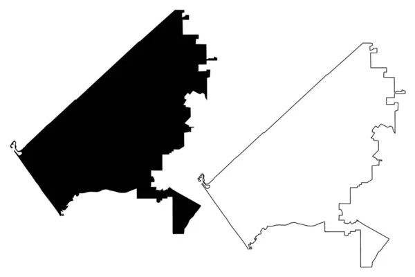 Oceanside City (cidades dos Estados Unidos, Estados Unidos da América, EUA cidade) mapa ilustração vetorial, esboço de rabiscos Cidade de Oceanside mapa —  Vetores de Stock