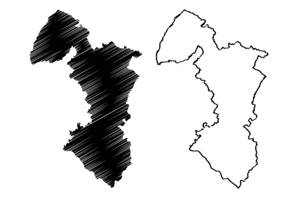 Trnava Region (Regioner i Slovakien, Slovakien) karta vektor illustration, klotskiss Trnava karta — Stock vektor