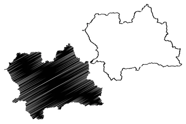 Región de Zilina (Regiones de Eslovaquia, República Eslovaca) mapa vector ilustración, boceto garabato Zilina mapa — Vector de stock