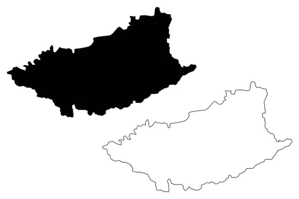 Departamento de Durazno (Departamentos do Uruguai, República Oriental do Uruguai) mapa ilustração vetorial, rabisco esboço Durazno ma — Vetor de Stock
