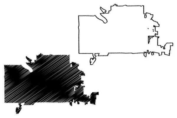 Montgomery City (Estados Unidos cidades, Estados Unidos da América, EUA cidade) mapa vetorial ilustração, rabiscos esboço Cidade de Montgomery mapa — Vetor de Stock