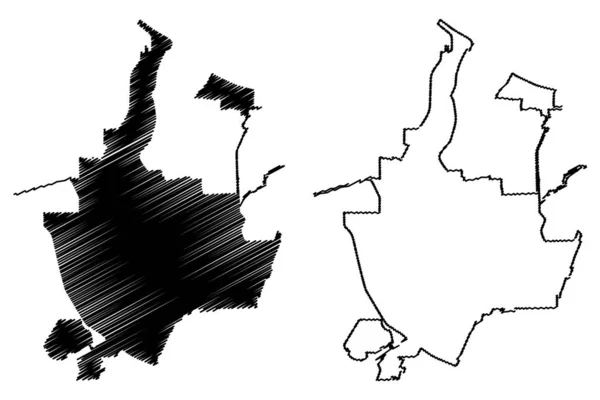 Rochester City (Estados Unidos cidades, Estados Unidos da América, EUA cidade) mapa ilustração vetorial, esboço de rabiscos Mapa de Rochester — Vetor de Stock