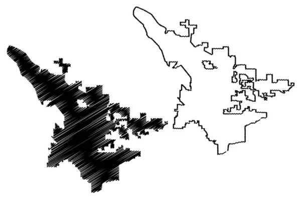 Місто Сан-Бернардіно (Сполучені Штати Америки, США) карта Векторна ілюстрація, Писанина ескіз місто Сан-Бернардіно карта — стоковий вектор