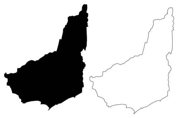 Departamento de Maldonado (Departamentos de Uruguay, República Oriental del Uruguay) mapa vector ilustración, boceto garabato Maldonado ma — Archivo Imágenes Vectoriales