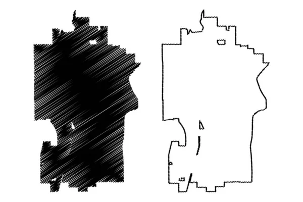 Tempe City (Estados Unidos cidades, Estados Unidos da América, EUA cidade) mapa vetorial ilustração, scribble sketch Cidade de Tempe mapa —  Vetores de Stock